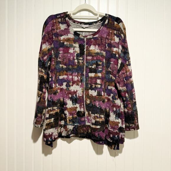 Habitat Sweaters - Habitat Abstract Purple Knit Sweater Lagenlook Size Large